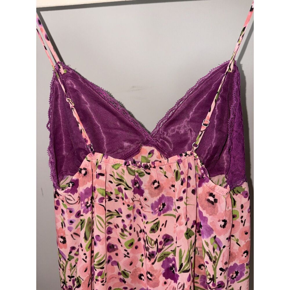 Y2K Floral Lace Chemise Slip Dress Nightgown Pink Purple | Small | NWOT - Picture 8 of 13
